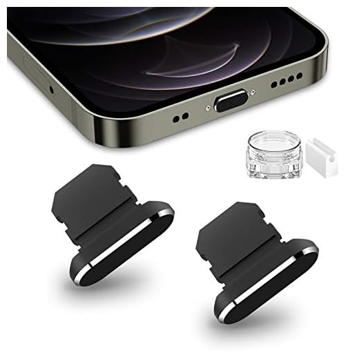 TITACUTE 2 Pack Anti Dust Plugs for iPhone 14 Pro Max 13 11 12 Mini Dust Cover 8 Pin Dust Plug + Mini Storage Box iPhone Charging Port Plugs for iPhone Xs XR X 8 7 Plus SE AirPods iPad Mini Air Black
