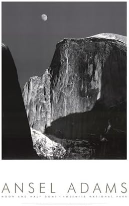 Moon and Half Dome, Yosemite National Park, 1960 Art Poster Print by Ansel Adams, 24x36