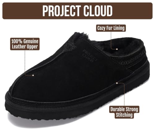 Image of Project Cloud Mens Slippers Genuine Leather Australian Shearling Slippers