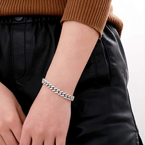 Yimeraire 8Mm Cuban Link Bracelet Iced Out 3 Times 18K Gold Plated/Platinum White Gold Full Cz Prong Set Aaa Diamond Cuban Chain Bracelet Anklet Cuban Link For Women, With Gift Box #TOP4