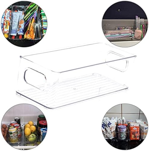 AyeVision 8 Pieces Fridge Organiser Storage Box Stackable Storage Bin with Handles Organizer Box Storage Containers Tray for Refrigerator Freezer Pantry Cupboard Cabinets