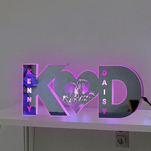Miniatura 6 de TATLETATLE Lámpara de espejo LED de corazón con letras y fotos, letreros de neón, decoración única, lámpara LED de noche, decoración de escritorio