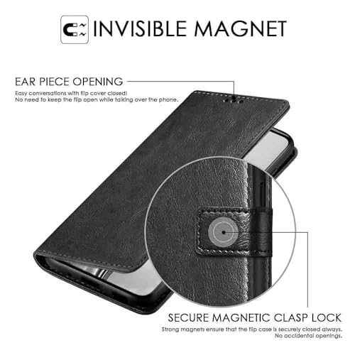 Image of TOUCCH Flip case for Realme Narzo 60X 5G | Realme 11 5G | Realme 11X 5G | Realme C67 5G| Leather Finish Cover & Flexible Stand Design | Card and Money Pocket | Black