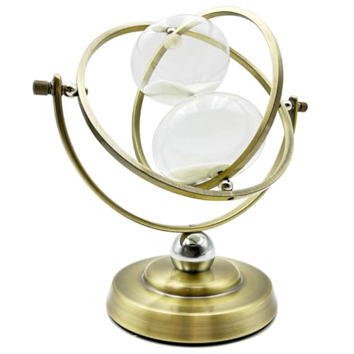 Reloj de arena clásico de cristal giratorio de 720 grados, reloj de arena de metal dorado de 60 minutos, reloj de arena decorativo de latón, para el hogar, dormitorio, oficina, Navidad, San Valentín