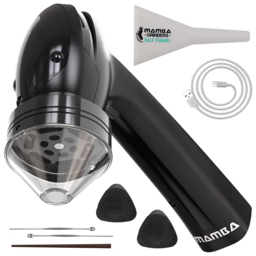 Image of Mamba Original Electric Seed Grinder, USB-C Rechargeable Spice Mill, Black | 1g, kitchen seasoning for meal prep, coarse-to-fine textures, 1200 mAh battery, aluminium teeth, 3 Nm torque, easy filling