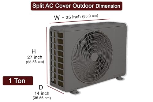 Image of AC Cover Outdoor Unit for 1 ton Grey Color, AC Cover Dimensions - Outdoor Unit DxWxH in CM 36x89x71