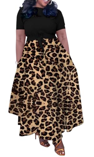 BFFBABY Plus Size Dress A Line Dresses for Women Summer Long Dresses with Sleeve Casual Belted