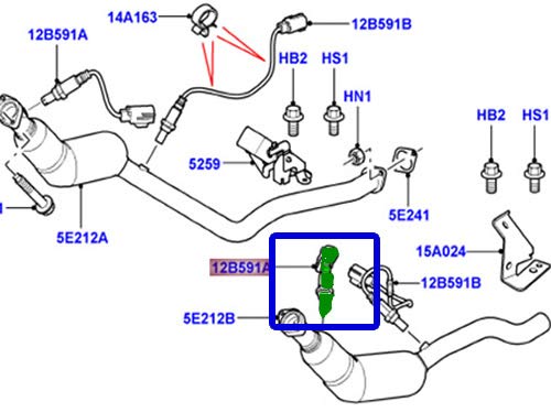 Sensor de oxígeno delantero Land Rover Range Rover Sport 05-13 miniatura 2