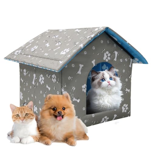 Katzenhaus Outdoor Winterfest, 35x33x30cm Katzenhöhle Für Draußen, Katzenhaus Isoliert, Katzenhaus Outdoor Winterfest Isoliert, Faltbare...