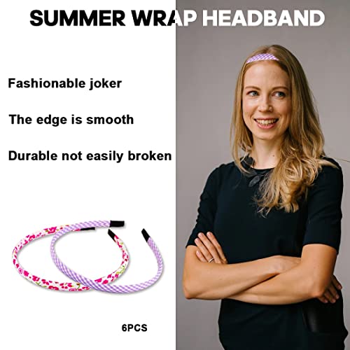 PLABBDPL Colour hair bands,6 Pieces Alice Band Girls Headbands Floral Fabric Headbands for Girls Headband for Kids Polka Dots Heart Covered Hairbands - Image 3