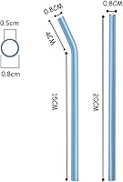 Vista 8 de JASHII Paquete de 8 pajitas de vidrio reutilizables, incluye 4 rectas y 4 dobladas con 2 cepillos de limpieza, popotes de vidrio multicolor
