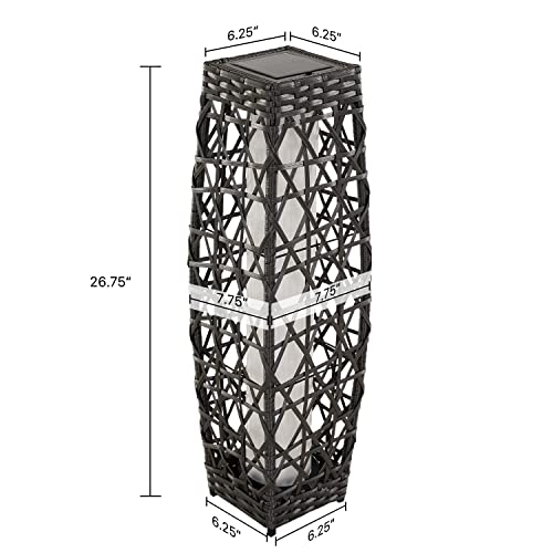 Grand Patio Outdoor Solar-Powered Woven Resin Wicker Floor Lamp For Deck, Garden, Lawn, Driveway, Pool, Porch- Medium Cindy, Silver Gray #TOP7