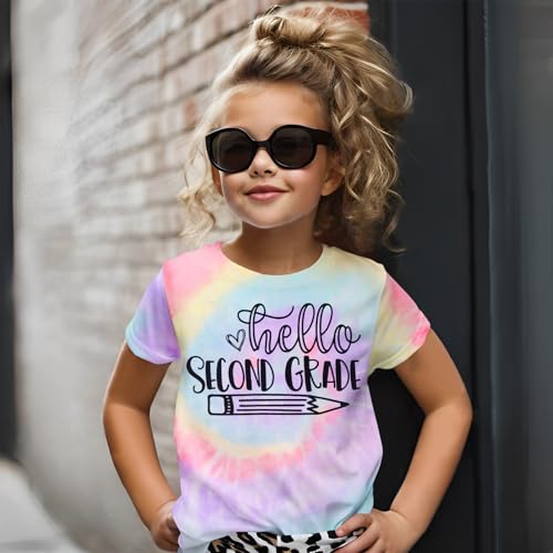 Image of KEKEMI Kid Girls First Day of School Shirt Hello Kindergarten First /Second /Third Grade Tshirt Back to School Tees Tops 4-10Y