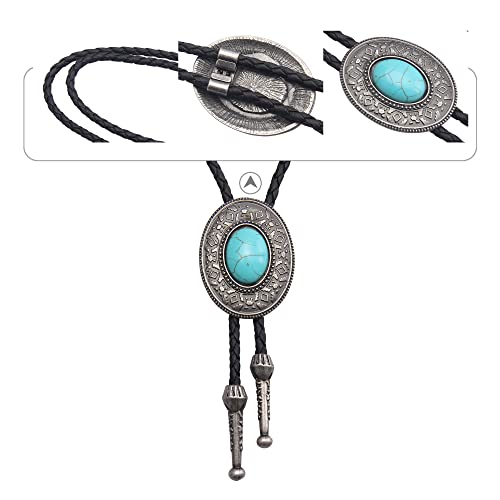 Image of GelConnie Native American Bolo Tie Rodeo Cowboy Leather Necktie Western Necklace Costume Accessories for Men,Women