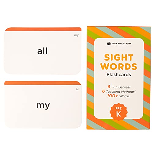Think Tank Scholar Sight Words Flash Cards (Pre-K) | 100+ Preschool Dolch & Fry Sight Words | 6 Games and 6 Teaching Methods