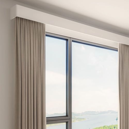 Aluminum Alloy Curtain Box Single Track,Ceiling/Wall Mount,Rail Box Valance Frame,Decorative