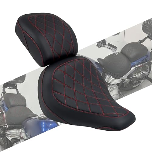 HCmotorku Motorcycles Front Driver Rider Seat Rear Passenger Pillion Seat Fit for Harley Softail Fat Boy FLFB Fatboy FLFBS 114 2018-Up Breakout FXBR FXBRS 2023-up (Red Stitching)