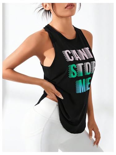 SweatyRocks Women's Racerback Workout Tank Top Letter Graphic Running Athletic Shirts3