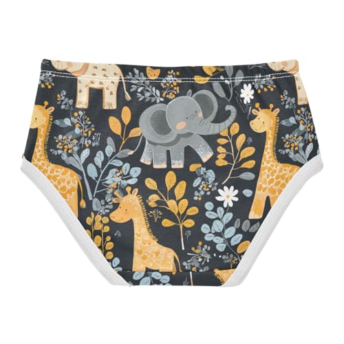 ZZKKO Elephant Giraffe Floral Girls Underwear Toddler Panties for Girls Comfort Brief Size 2-8T2