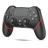 PS4コントローラー【2026年新版·金賞傑作】Onefun ps4 コントローラー 大容量1000mAh Bluetooth無線接続 背面ボタン付き マクロ機能 Turbo自動連射機能 6軸ジャイロセンサー搭載 16時間連続使用 高耐久ボタン イヤホンジャック付き ワイヤレス4コントローラ ー P4/P4 Pro/Slim/PC対応 日本語取扱説明書 （ブラック/レッド）