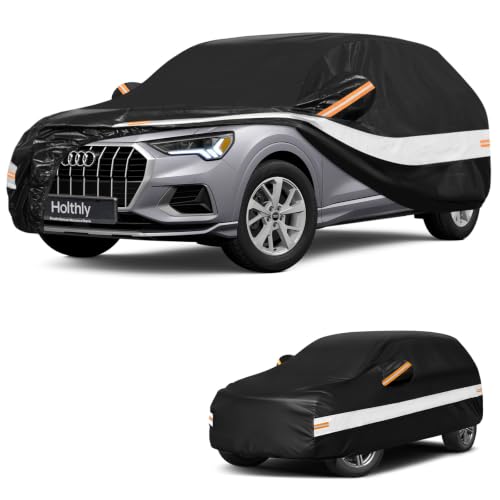 Image of 10 Layers SUV Car Cover Custom Fit for Audi Q3 (2012-2026), Waterproof All Weather for Automobiles, Outdoor Full Cover Sun Rain Dust UV Protection with Cotton. Black