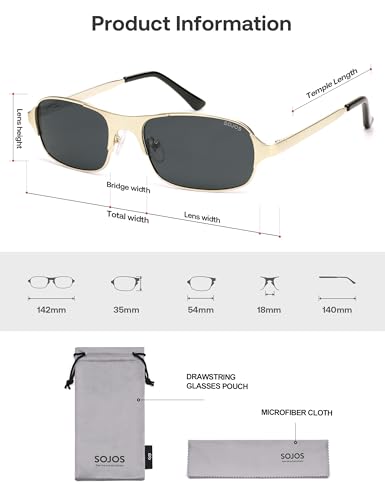 Image of SOJOS Retro Rectangle Polarized Sunglasses for Men Women, 70s 80s Vintage Small Square Sunnies SJ1267