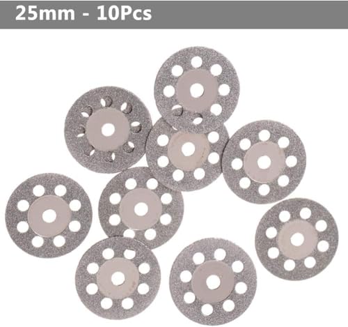 Yakamoz 20Pcs Mini Diamond Cutting Wheel Metal Cut Off Discs Tile Cutting Blade Stone Rotary Cutter Tool Accessories with Mandrel 3mm Shank, 22mm 25mm Cutting Dia.