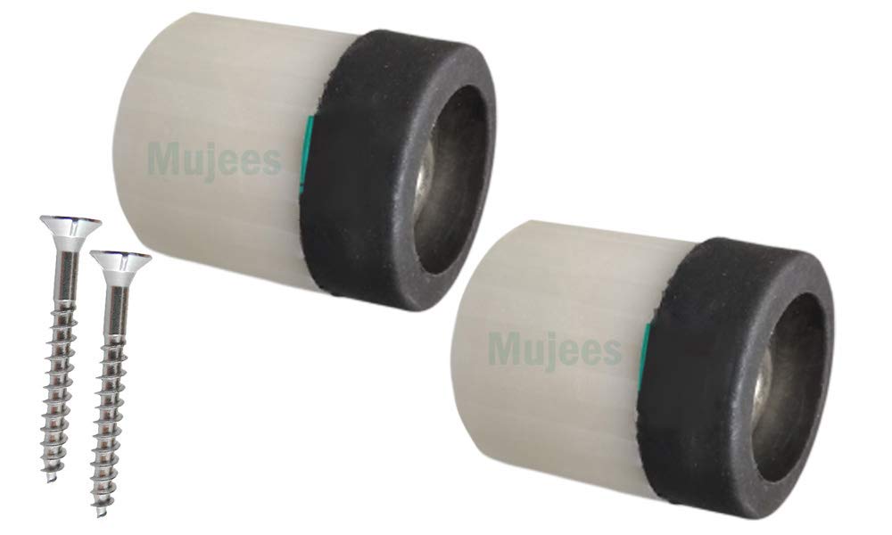 Rubber Door Stopper - PVC, White - Suitable for Wooden & Metal Doors, Size- 3 Inch, Pack 2 Pcs with Screw