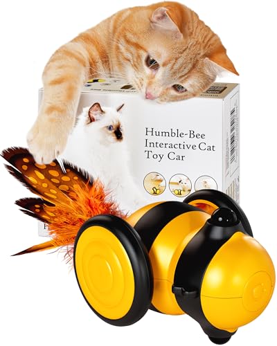 CUTIE PAW PAL Humble-Bee Interactive Cat Toy Car, Yellow