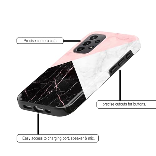 Image of COLORflow Back Cover Compatible with Samsung Galaxy A23 4G / 5G | Beautiful Black White Pink Marble | Designer Printed Glossy Armoured Bumper Back Cover Compatible with Samsung Galaxy A23 4G / 5G