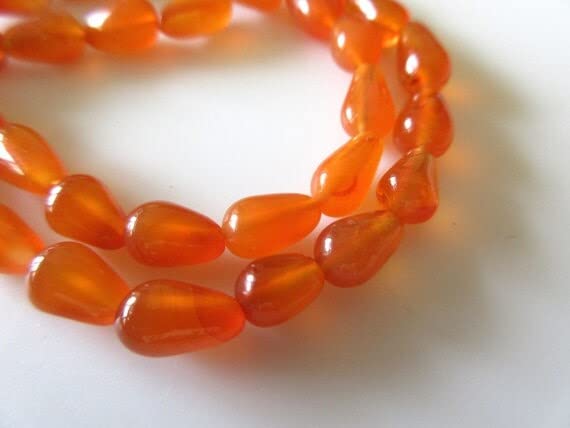 Carnelian Smooth Drop Beads perles en fil de 13" pour créer vos colliers d'été