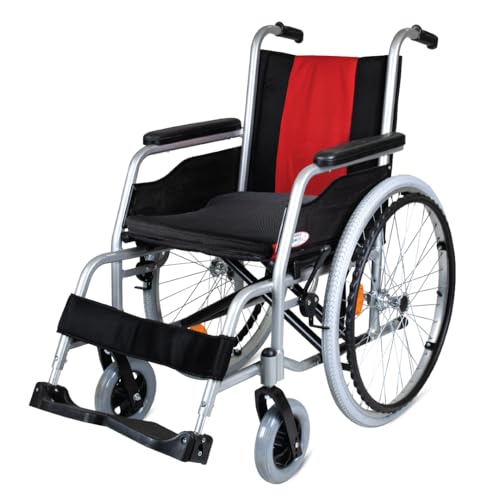 Image of Vissco Superio Aluminium Wheelchair Foldable, Lightweight with Heavy Duty Wheels and Plastic Rim, for Elderly and Patients, Portable and Travel-Friendly, Durable Frame