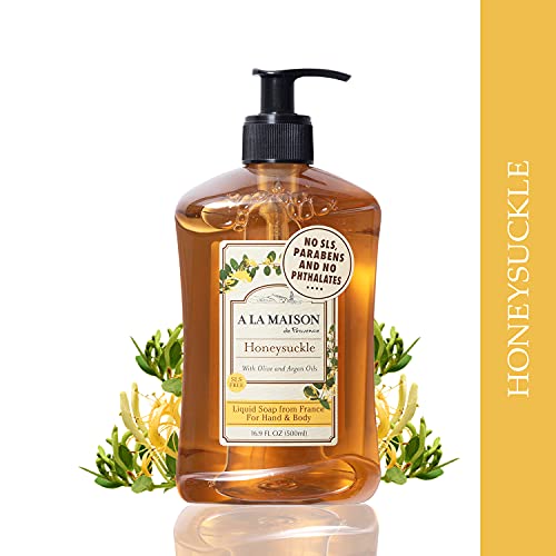 A La Maison Honeysuckle Liquid Hand Soap - Triple French Milled Natural Moisturizing Soap (3 Pack, 16.9 Oz Bottle) #TOP2