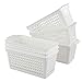 Fosly 6 Stück Schmale Aufbewahrungskörbe, Kunststoff Körbchen, Weiß Plastik Haushaltskorb