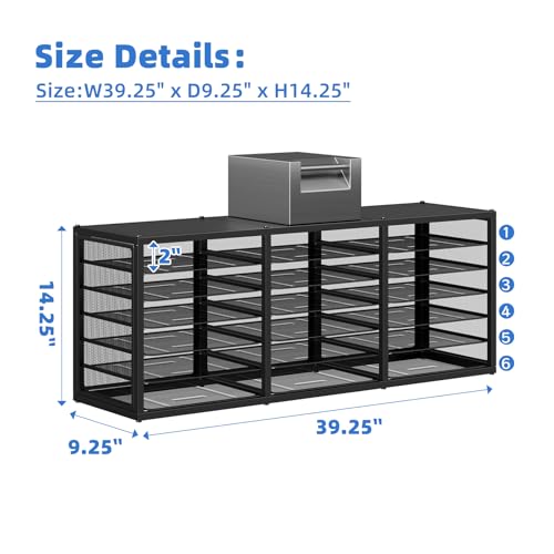 Simple Trending Literature Organizers, 18 Compartments Office Mailbox with Adjustable Shelves, Metal Countertop Literature Sorter for Office, Home, Classroom, Mailrooms Organization