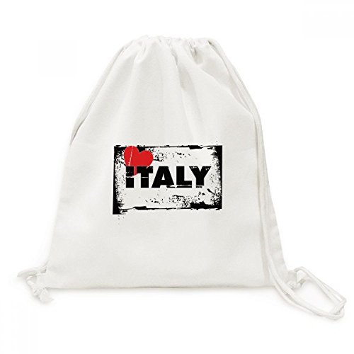 Sac à dos cordon J'aime l'Italie en toile rectangulaire de voyage