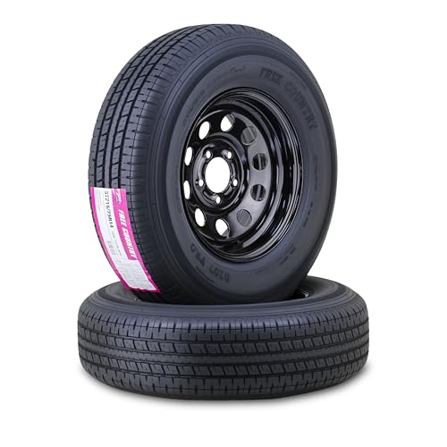 Free Country Trailer Tire Wheel Assembly ST215/75R14 8-Ply D 107M 5 Lug on 4.5 PCD Black Mod Rim SET 2