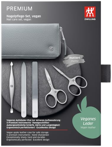 Zwilling Set Di 5 Forbici Per Manicure, Pedicure, In Pelle Di Mela, Colore Grigio - 6