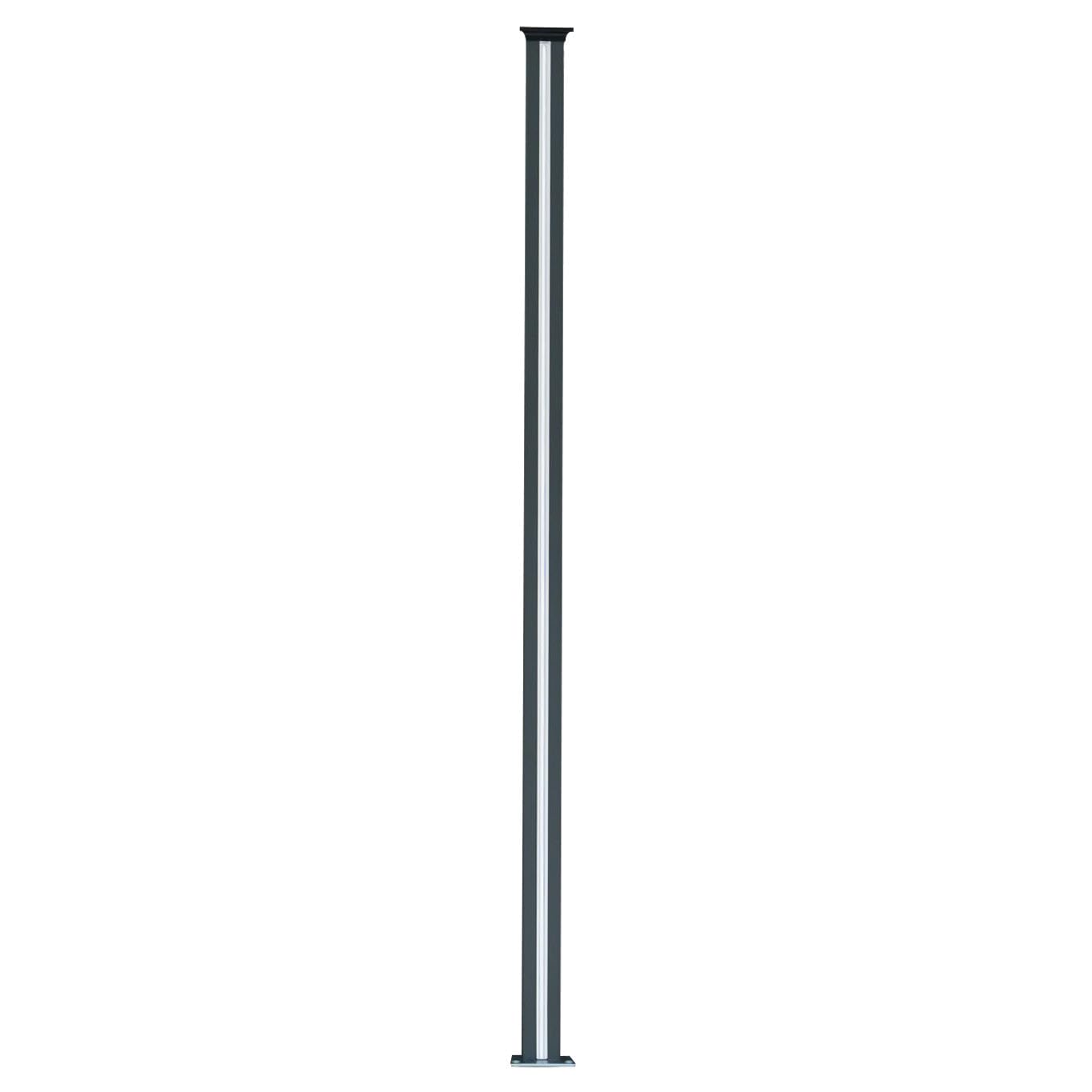 Pannelli Recinzione x2 + 3 Pali LED in Alluminio Grigio Doppia Finitura Effetto Legno PVC 185x180cm Recinto da Giardino Patio Privacy Esterno Solare