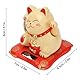 Cyrank Solarbetriebene Glückskatze, Chinesische Glückskatze, Winkekatze, Solarbetriebene Kawaii Winkende Katze, Reichtumskatze Kleine Feng Shui Glückskatze Dekor Für Home Display Decor(Gelb)