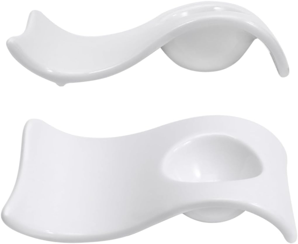 2pcs Wave Type Ceramic Egg Cup Holders Elegant Egg Organizer for Home Restaurant and Beautiful Design for Breakfast Dining White