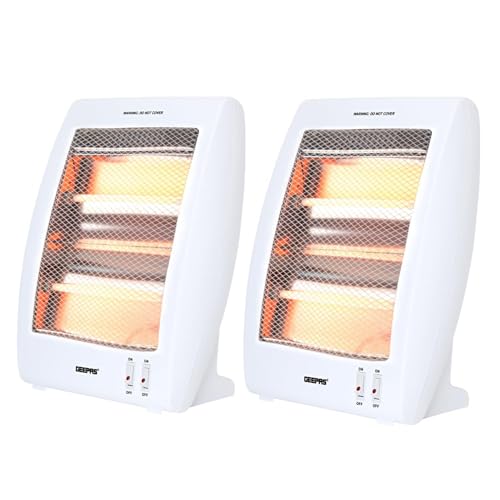 Geepas Quartz Halogen Heater, Pack of 2, 800W, White