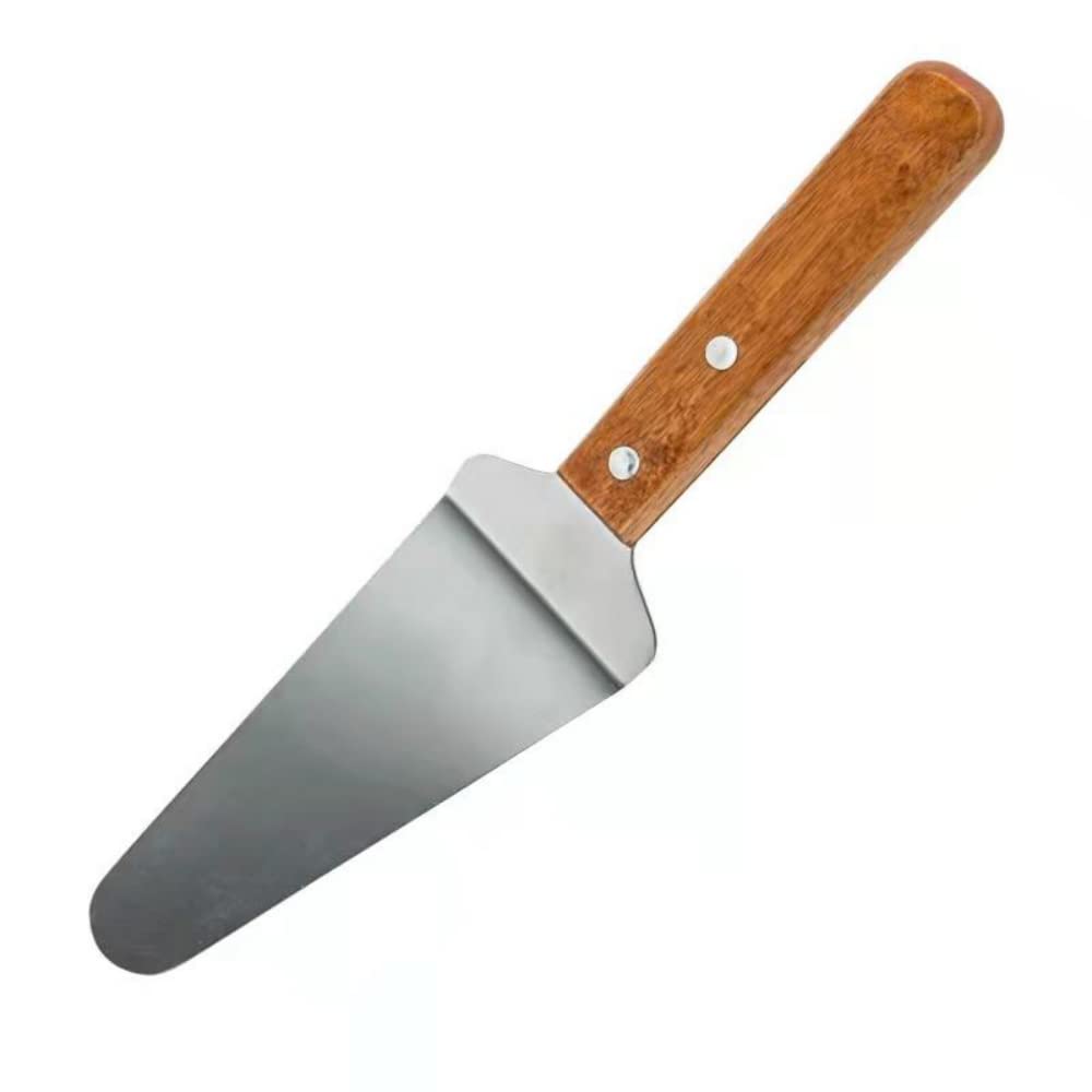 10 paquetes de espátulas para servir pizza, con mango de madera, de acero inoxidable, aptas para pizza, espátulas para tartas, cuchillos y tartas