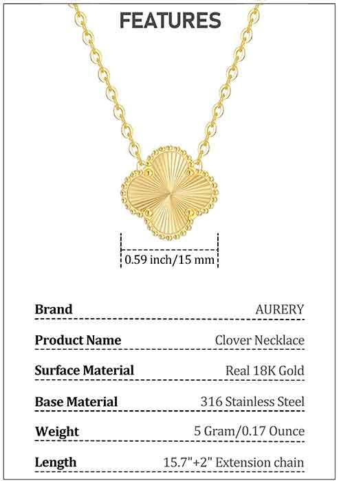 Image of Real 18K Gold Plated Necklaces for Women (Double Sided) Dainty Pendant Necklace Set (High Tarnish & Water Resistant) Trendy Four Leaf Cute Lucky Clover Jewelry Gifts for Women, Black White Gold