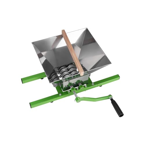 Happybuy 1.8 Gal/7L Fruit Crusher, Manual Stainless Steel Apple Grinder for Wine and Cider Making, Green Scratter Pulper with Roller Handle for Home Kitchen Use