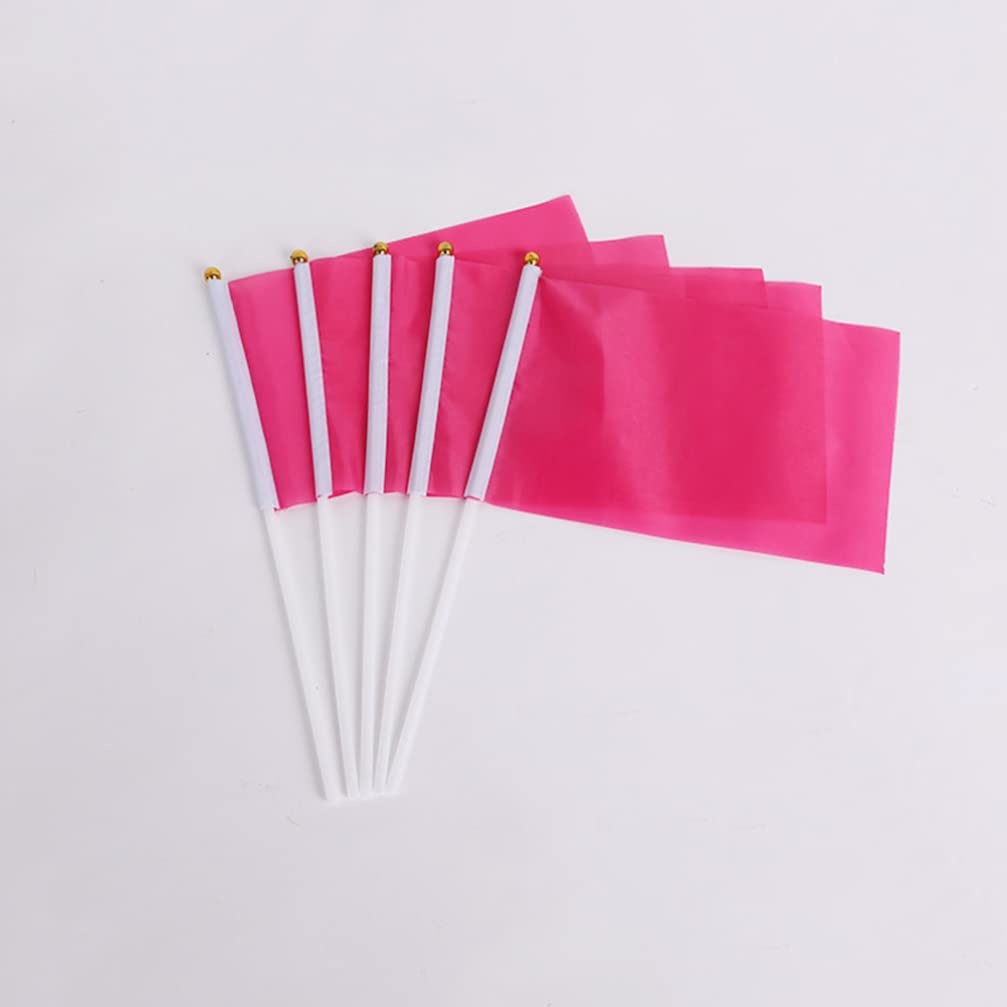 BESPORTBLE 100pezzi Bandiere Quadrata Portatili in Poliestere Bandiere Sventolante Mano Per Feste e Celebrazioni Striscione Per Feste Rosa Chiaro