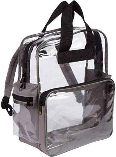 Nufazes Clear Backpack - See Through Daypack Clear Backpacks in Grey