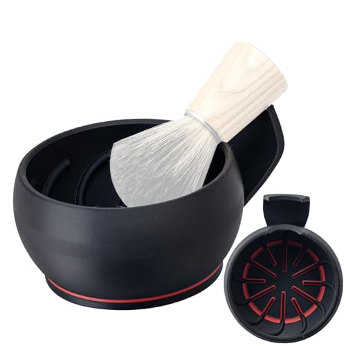 Grandslam Shaving Bowl with Ridges, Shaving Mug with Brush Stand