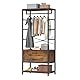 DWVO Garderobenständer, Kleiderstange mit 2 Holzschubladen, Garderobenstange mit Schuhablage, Industrielle Kleiderständer, Garderobe, für Eingangsbereich Wohnzimmer Schlafzimmer Flur, Vintagebraun