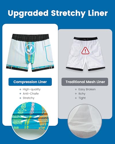Image of maamgic Mens Swim Trunks with Compression Liner 5 Inch, Quick Dry Bathing Suit with Zipper Pockets, No-Chafing Swim Shorts